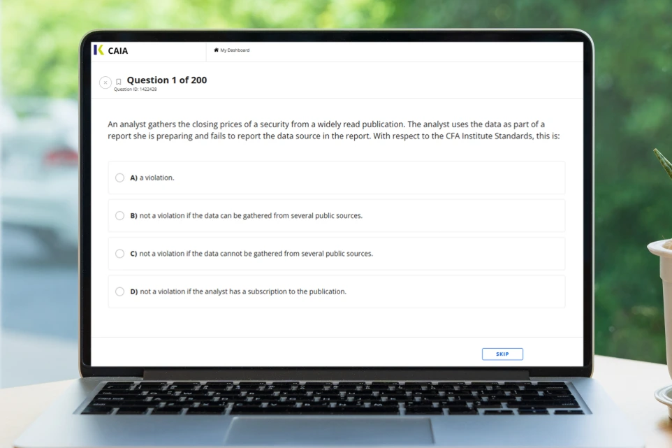 Kaplan Schweser - Ressources CAIA - 4 Examens Blancs (CAIA Level 1 March, Année en cours)