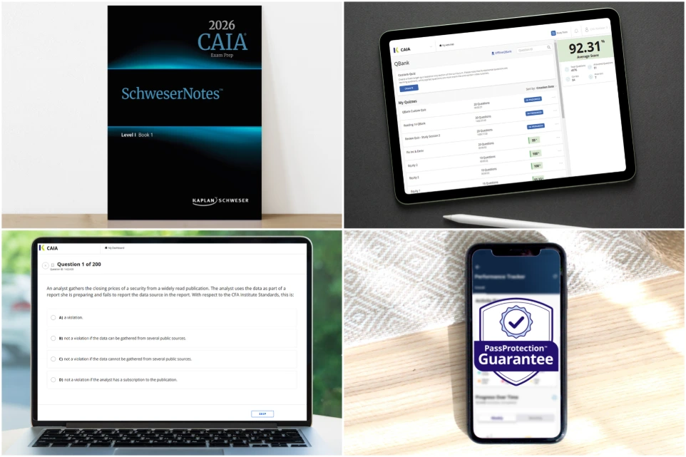 Kaplan Schweser - CAIA Resources - Pack "Essential" (CAIA Level 1 March, Current year, Package Delivery Fees)